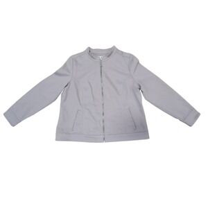 Liz Claiborne Womens Gray Full Zip Jacket Size L Collar‎ Neck Pockets